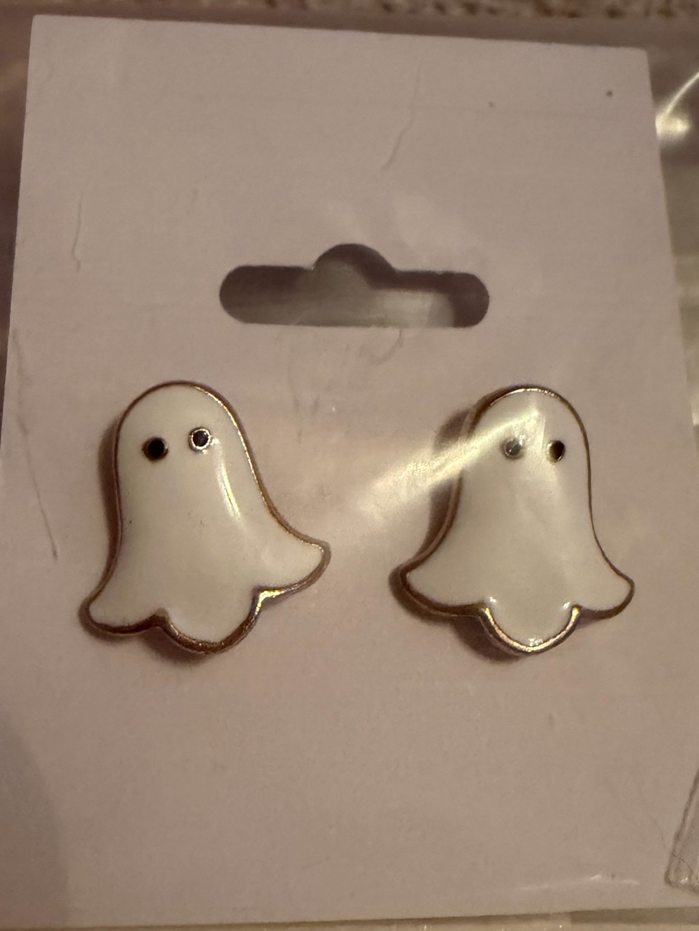 Hot Topic White and Gold Bat Enamel Stud Earrings